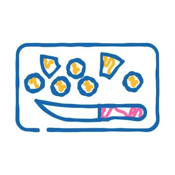 Cut knife pineapple icon doodle illustration Stock Illustration