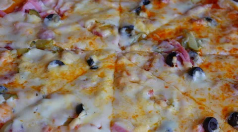 Cut a Large Pizza With a Knife Stock Footage 67327816
