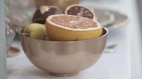 Cut Lemon in a Bowl Stock Footage 74105403