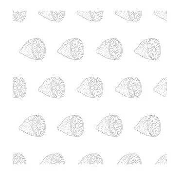 Cut lemon doodle style. Seamless pattern. Stock Illustration