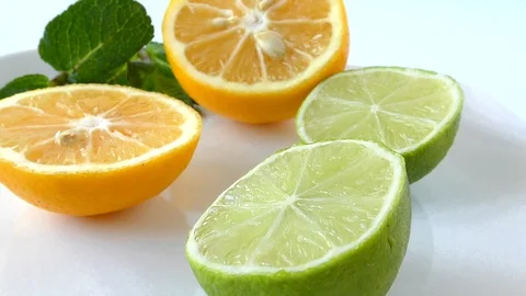 Cut Lemon &amp; Lime Close-up Stock Footage 127740912