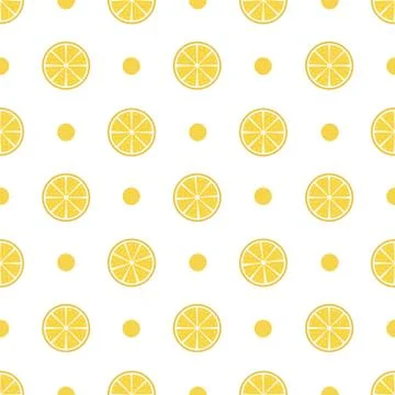 Cut Lemon Seamless Pattern Vector Stock Illustration