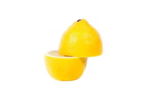 Cut a lemon white background Stock Photos