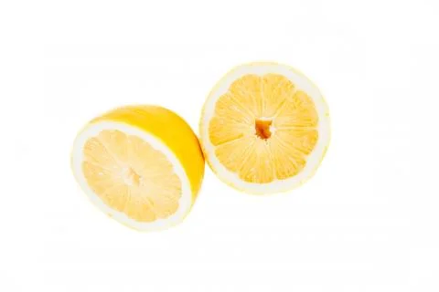 Cut a lemon white background Stock Photos
