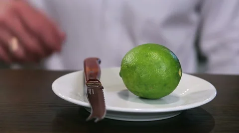 Cut a lime closeup Stock Footage 58034001