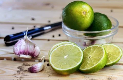 Cut lime on a light background citrus organic Stock Photos