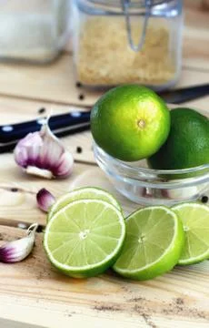 Cut lime on a light background citrus organic Stock Photos