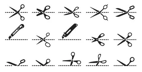 Cut lines, scissors, cutter or utility knife lines Illustration