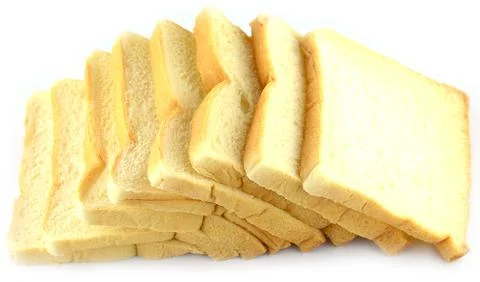 The cut loaf of bread isolated on white Stock Photos