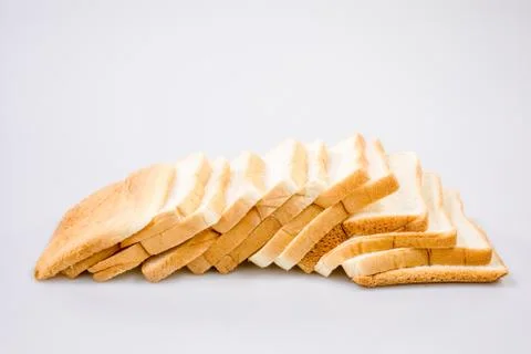The cut loaf of bread with reflection isolated on white Stock Photos