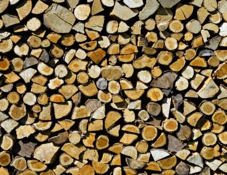 Cut Logs for firewood  in a stack Foto stock