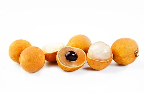 Cut longan on white background Stock Photos