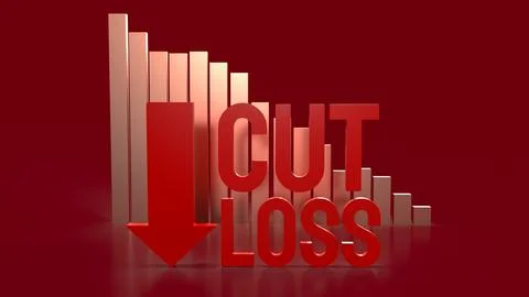 The cut loss red text and chart for business content 3d rendering.. Stock Illustration