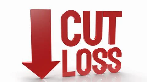 The cut loss red text on white background  for business content 3d rendering. 스톡 일러스트