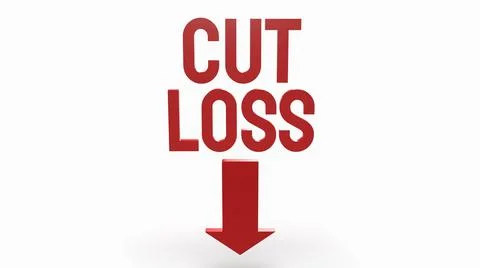 The cut loss red text on white background  for business content 3d rendering. Stock Illustration