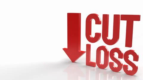 The cut loss red text on white background  for business content 3d rendering. Stock Illustration