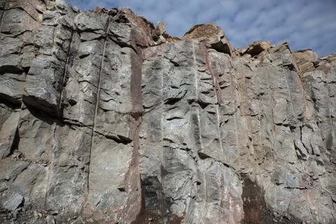 The cut man-made rock with explosive technology Stock Photos