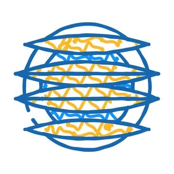 Cut mango on plate icon doodle illustration Stock Illustration