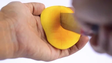 Cut the mango into squares Stock Footage 164422220