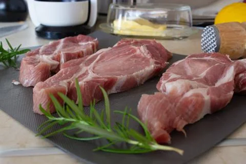 Cut meat on the cutting board Stock Photos