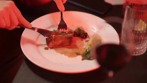 Cut the meat on a plate Stock Footage 159897822