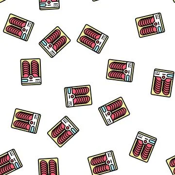 Cut meat product package vector seamless pattern Stock Illustration