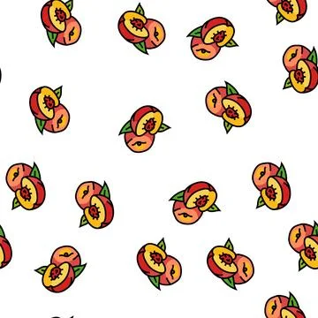 Cut nectarine vector seamless pattern Illustrazione stock
