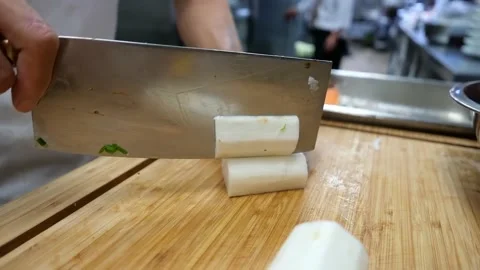 Cut the old potatoes after they have been peeled Stock Footage 171737065