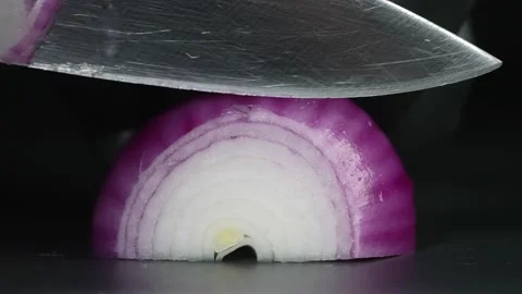 Cut the onion into thin slices Stock Footage 227534070
