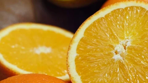 Cut orange fruits Stock Footage 73928031
