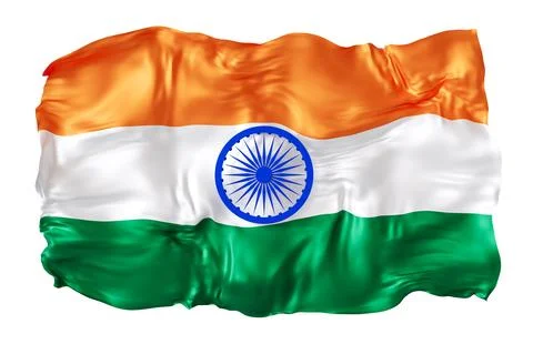 A cut out 3D representation of the Indian flag. The flag features orange, w.. Stock Photos