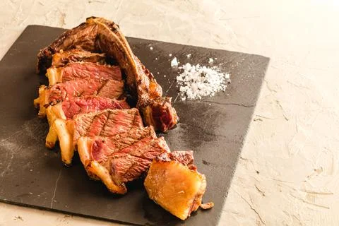 Cut out aged beef. Chuleton rubia gallega Stock Photos
