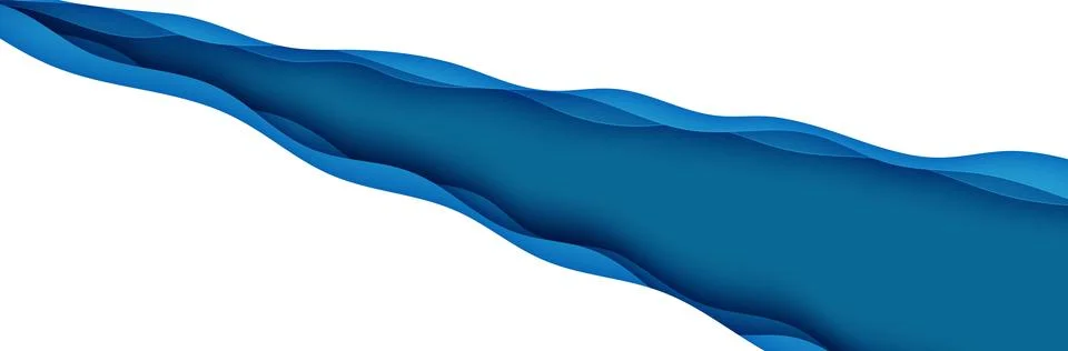 Cut out diagonal deep waves rift in ocean floor. Blue layers smooth shadow Stock Illustration