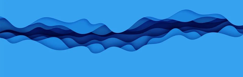 Cut out diagonal deep waves rift in the ocean floor. Blue color layers with 스톡 일러스트
