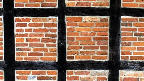 Cut-out of a half-timbered Brick Wall 스톡 사진