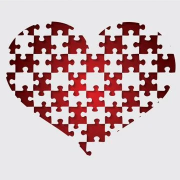 Cut out jigsaw heart in vector format. Stock Illustration