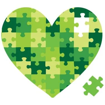 Cut out jigsaw heart in vector format.. Stock Illustration