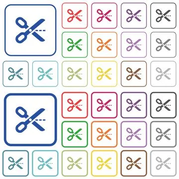 Cut out outlined flat color icons Stock Illustration