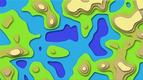Cut out paper waves of abstract Earth shapes (4K) Video stock 97278699