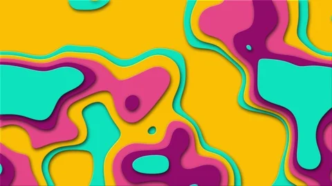 Cut out paper waves abstract colorful zoom shapes animation (4K) Stock Footage 97693162