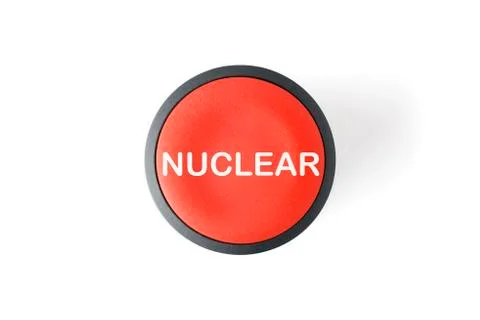 Cut Out of Red Circular Nuclear Launch Push Button Stock Photos