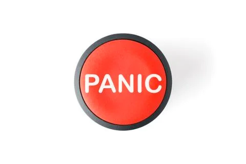 Cut Out of a Red Circular Panic Push Button Stock Photos