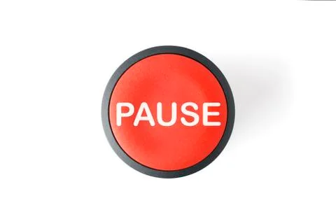 Cut Out of a Red Circular Pause Push Button Foto stock