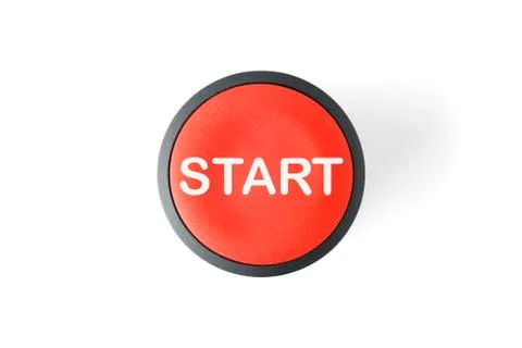 Cut Out of a Red Circular Start Push Button Stock Photos