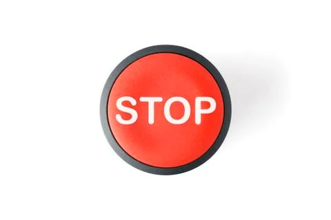 Cut Out of a Red Circular Stop Push Button Stock Photos