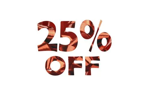 Cut out text 25% off from a macro shot of red gift ribbon Stock Photos