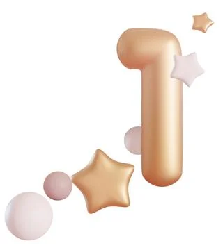 A cut out, three dimensional number one appears alongside stars and circles.. Stock Photos