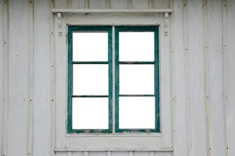 Cut out windowpanes in an old window Stock Photos