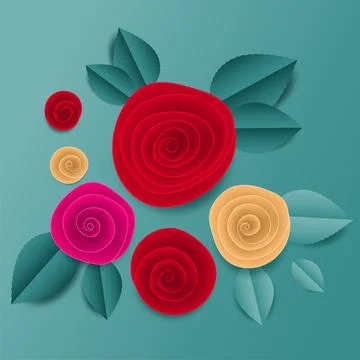 Cut paper floral square frame Stock Illustration