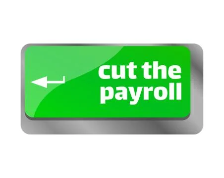 Cut the payroll . Close up of keyboard, enter computer key. Stock Illustration